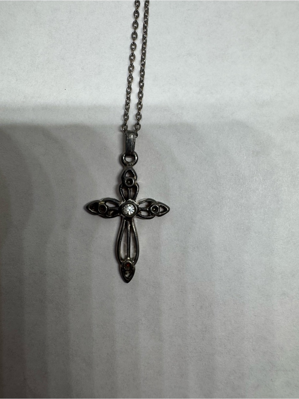 Vintage Fashion Cross Necklace 18" Silver Tone Pendant Religious Jewelry